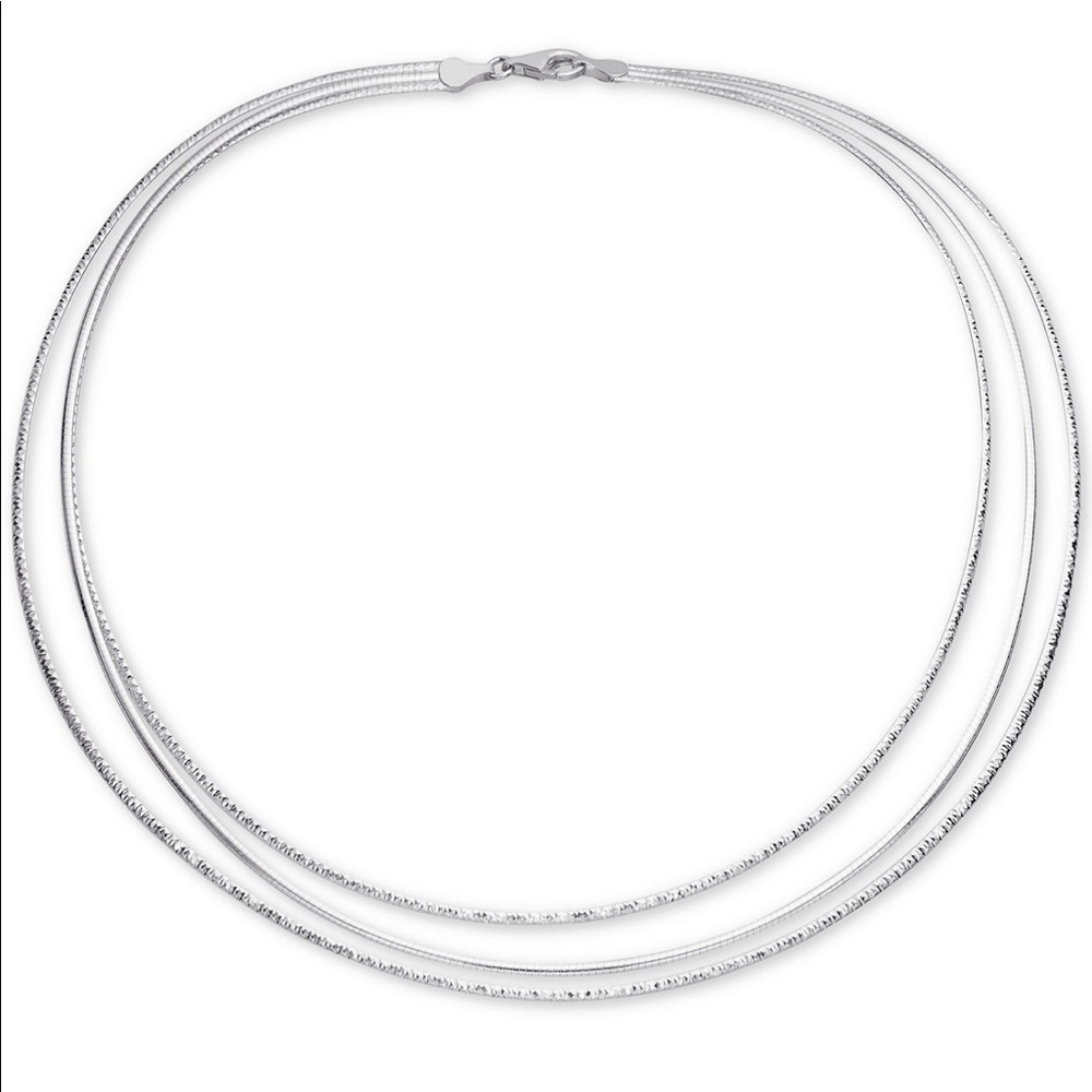Sterling silver triple omega strand 17” collar necklace by Giani Bernini